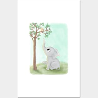 baby elephant and mouse Posters and Art